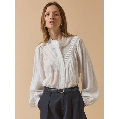 Blouse coton brodé et dentelle CYRILLUS