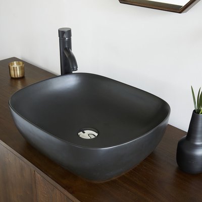 Vasque en céramique noire ovale 49 cm  IRIS BERAH GETAH