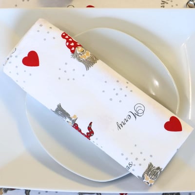 Lot de serviettes de table coton imprimés LUTIN LINANDELLE