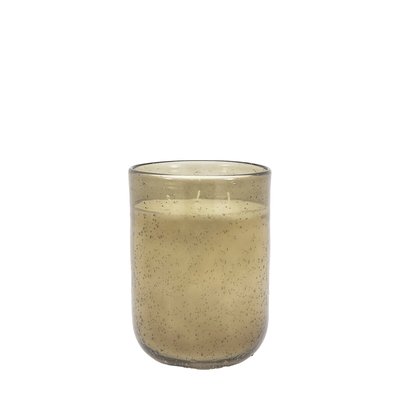 Large Sandalwood & Ceadarwood Green Glass Candle SO'HOME