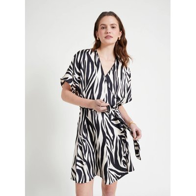 Robe courte droite col cache-cœur ZEBRA NAF NAF