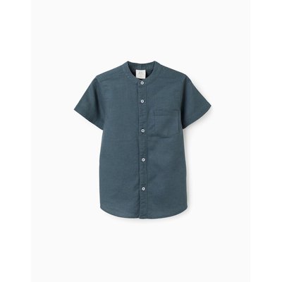 Chemise à manches courtes en lin et coton avec poche ZIPPY