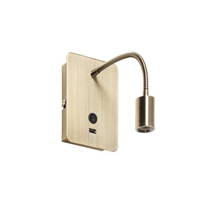 Applique Tête De Lit Laiton patiné Focus Avec Port Usb MILLUMINE