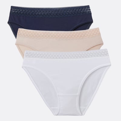 Pack of 3 Knickers in Cotton with Lace LA REDOUTE COLLECTIONS