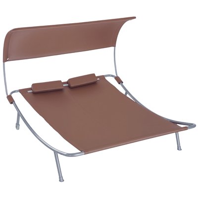 Chaise longue Métal Marron foncé OUTSUNNY