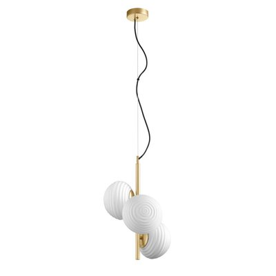 Suspension 3 Globes Relief Et Laiton Mat Ciao MILLUMINE