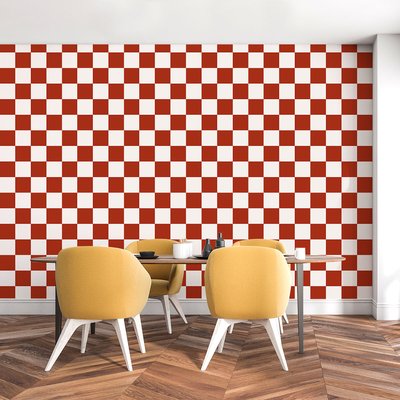 Papier peint papier damier rouge HEXOA
