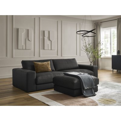 Canapé droit fixe 4 places en cuir avec pouf, LEONARD BOBOCHIC