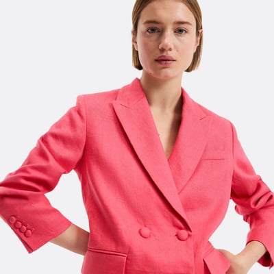 Blazer croisé coupe ample en lin  LA REDOUTE COLLECTIONS