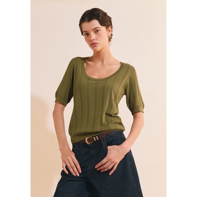 T-shirt manches courtes effet pointelle PIERRETTE ETAM