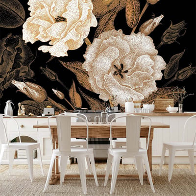 Papier peint panoramique fleurs bouquet vintage HEXOA