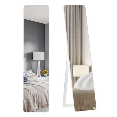 Miroir sur pied et mural rectangulaire verre MDF bois HOMCOM