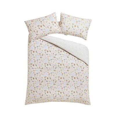 Parure housse et taie en coton brossé à motif NEXT