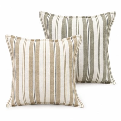 Housse de coussin  recto-verso 100% coton rayures tapissier LOURMARIN - QABANE HOME MAISON