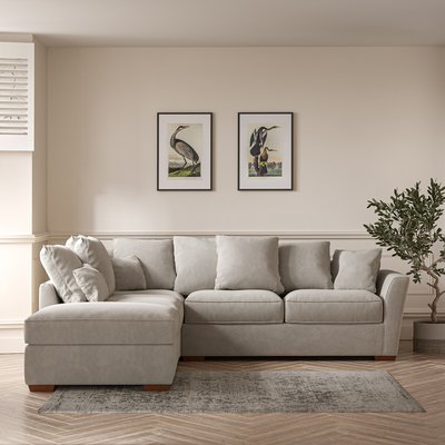 Florence Scatterback Soft Brushed Left Facing Corner Sofa & Footstool with Dar SO'HOME