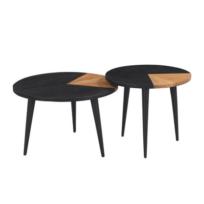 Set de 2 tables basses rondes en bois d'acacia - BINÔME RENDEZ-VOUS DÉCO