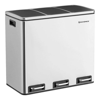 Poubelle de tri 3 bacs de 18L à pédales CALICOSY