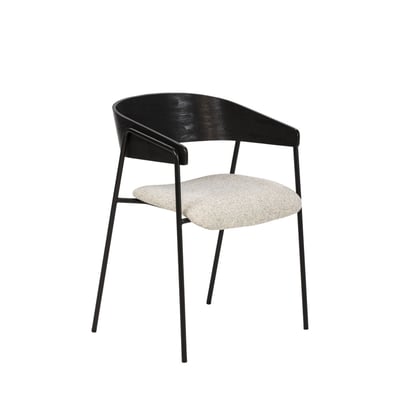 Lot de 2 fauteuils de table en tissu, bois et métal- OPNA DRAWER