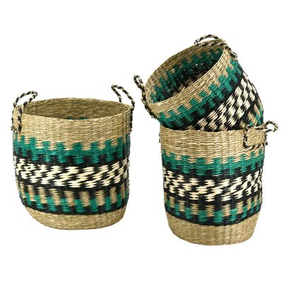 Cache-pots en jonc naturel et teinté (Lot de 3) AUBRY GASPARD