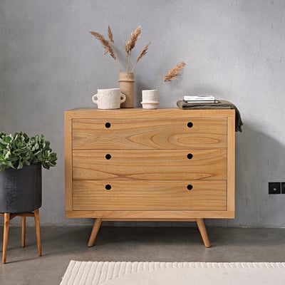 Commode en bois massif 110 cm 3 tiroirs  ESMEE BERAH GETAH