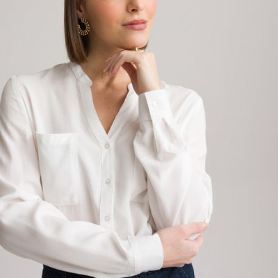 Túnica recta con cuello de pico, tejido vaporoso ANNE WEYBURN