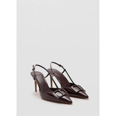 Chaussures à talon en cuir vernis MANGO