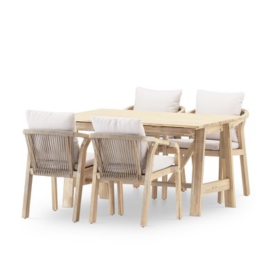 Salon de jardin, 4 chaises, LAMAS & SIENA DEFORA HOME