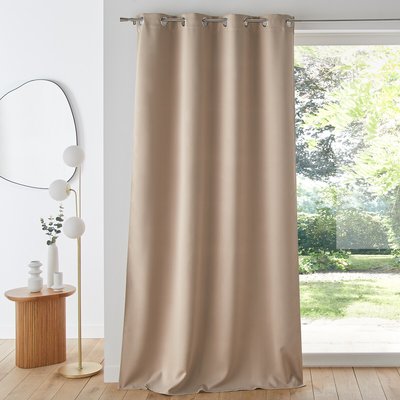 Douceur D'Intérieur Tenda A Occhielli 260x140 Cm - Poliestere Stampato, Colore Taupe, Lavabile In Lavatrice