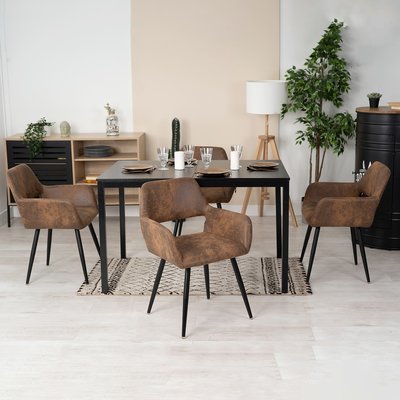 Table à manger extensible à allonge avec 4 chaises,BARI CROMWELL MEUBLES COSY
