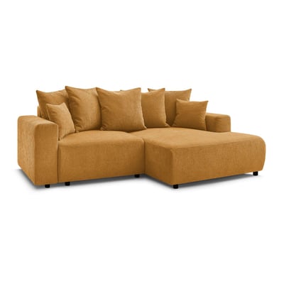 Canapé d'angle convertible 4 places en tissu texturé, ATILLA BOBOCHIC