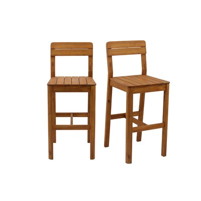 Tabourets de bar de jardin en bois massif H80 cm (lot de 2) AKIS MILIBOO