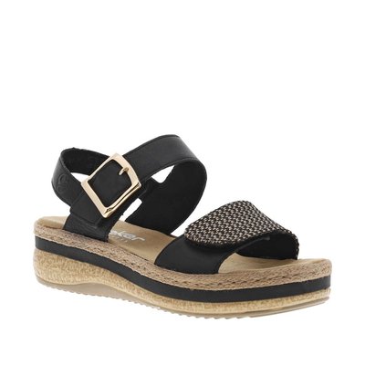 Sandales cuir talon compensé bas RIEKER