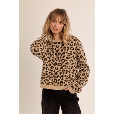 Pull col rond, imprimé léopard MOLLY BRACKEN
