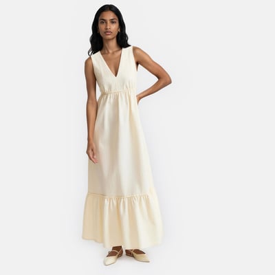 Sleeveless V-Neck Maxi Dress with Ruffles LA REDOUTE COLLECTIONS