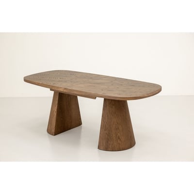 Table à manger extensible rectangulaire arrondie 200 à 300 cm MAZARGUES placage chêne massif BOBOCHIC