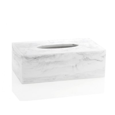 Boîte à Mouchoirs en Résine Effet Marbre Blanc WADIGA