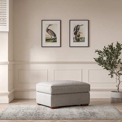 Florence Woven Footstool with Dark Brown Wood Legs SO'HOME