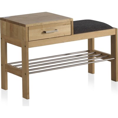 Banc d entrée bois naturel avec tiroir et assise rembourrée RECOLLECTION