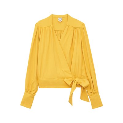 Blouse coupe ample en crêpe Elena jaune INES DE LA FRESSANGE PARIS