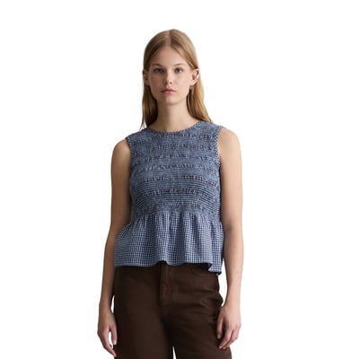 Top péplum en seersucker smocké slim en coton mélangé MARC O’POLO DENIM