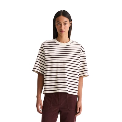Sweat-shirt rayé à manches courtes cropped en sweat léger MARC O'POLO
