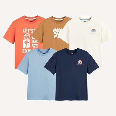 5er-Pack T-Shirts mit Rundhals und Surfer-Motiven LA REDOUTE COLLECTIONS