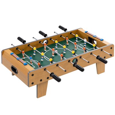 Table baby-foot enfant 2 ballons 18 joueurs MDF vert aspect bois HOMCOM
