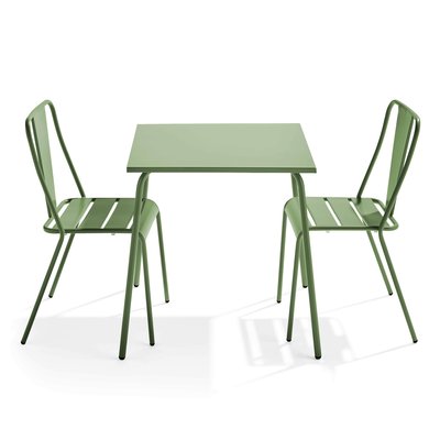 Salon de jardin table et 2 chaises en métal, PALAVAS OVIALA