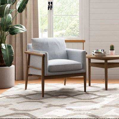 Alaric Mid-Century Linen and Solid Wood Chair SO'HOME
