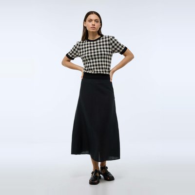 Jupe midi unie en lin MONOPRIX