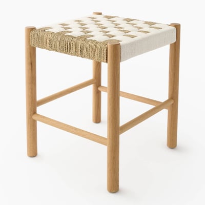 Tabouret, 37xH43cm, en jonc de mer et bois de chêne MONOPRIX