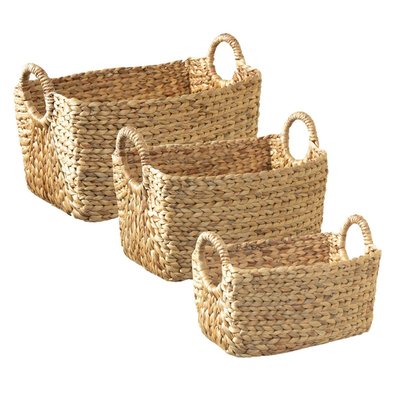 Lot de 3 Paniers en Jacinthe d'eau avec poignées CALICOSY