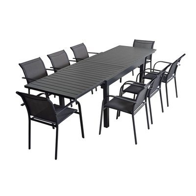 Table de jardin extensible aluminium + 8 assises ELORA + AMARA SWEEEK