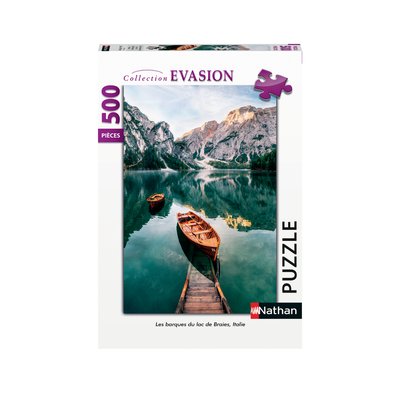 Puzzle n 500 p - les barques du lac de braies, italie NATHAN